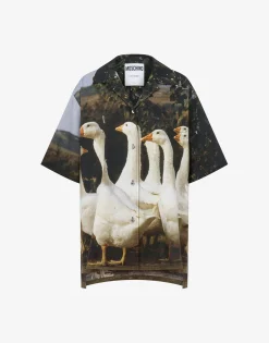 Discount Cotton Voile Shirt Goose Print Shirts & Tops