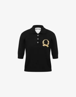 Hot Knit Polo Shirt Laurel Crown Logo Knitwear