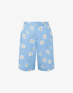 Hot Satin Bermuda Allover Daisy Pants & Shorts