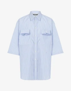 Discount Striped Poplin Shirt Cuff Details Shirts
