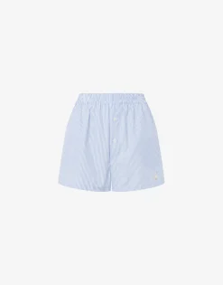 Clearance Striped Poplin Shorts Goose Embroidery Pants & Shorts