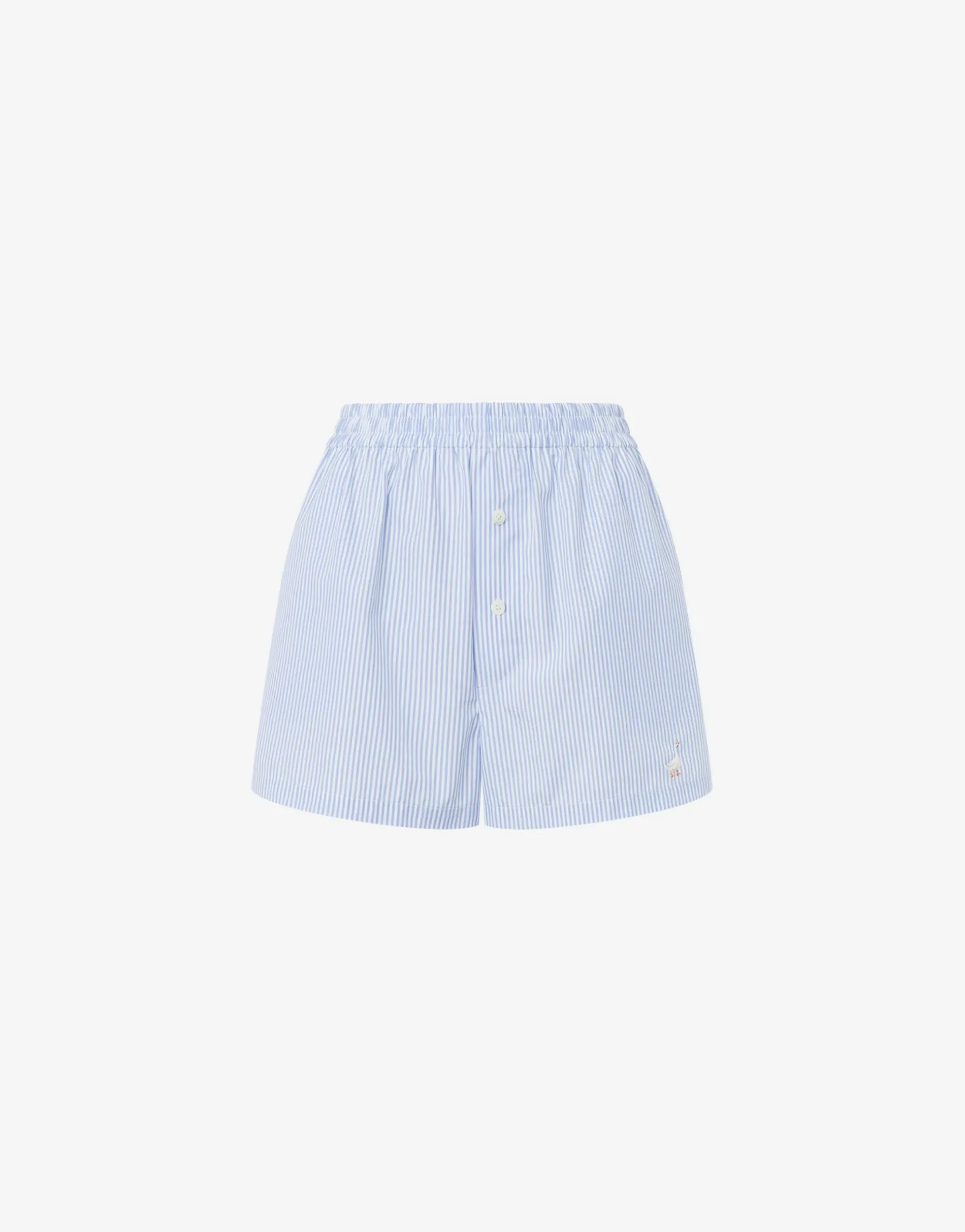 Clearance Striped Poplin Shorts Goose Embroidery Pants & Shorts