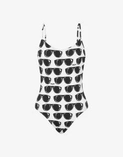 Outlet Sunglasses Print One-piece Swimsuit Swimwear