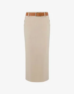 Outlet Wool Twill Skirt Tailored Twist Skirts